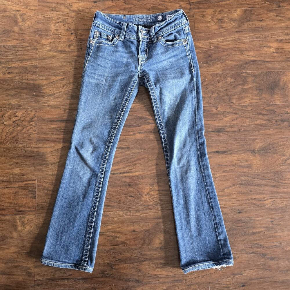 Miss Me Bootcut Jeans Blue Rhinestone Studded Accents Women's Regular 26